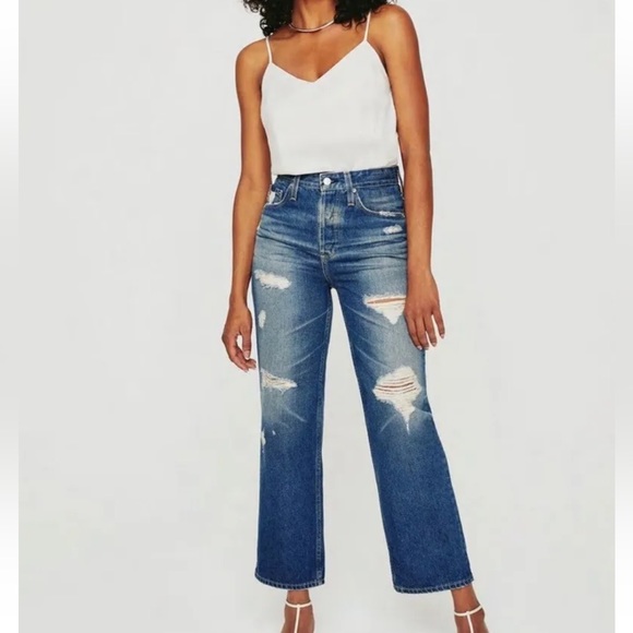 AG Adriano Goldschmied Womens Boyfriend Jeans High Rise Cropped Size 30 - Picture 1 of 13